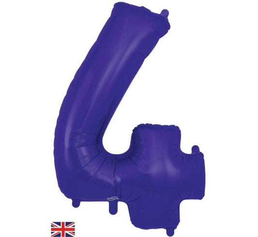 34″ Purple Foil Number 4 Helium Balloon