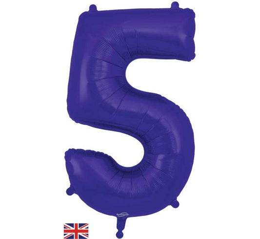 34″ Purple Foil Number 5 Helium Balloon