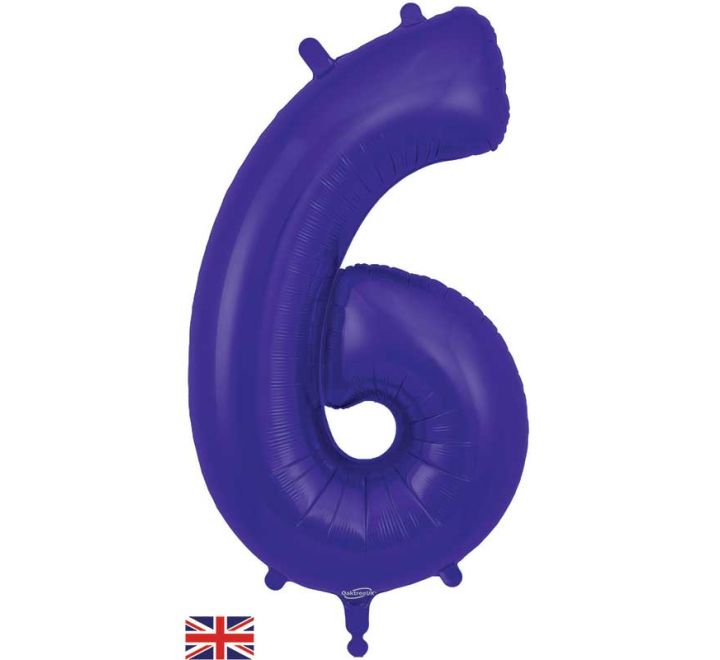 34″ Purple Foil Number 6 Helium Balloon
