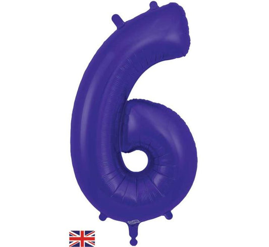 34″ Purple Foil Number 6 Helium Balloon