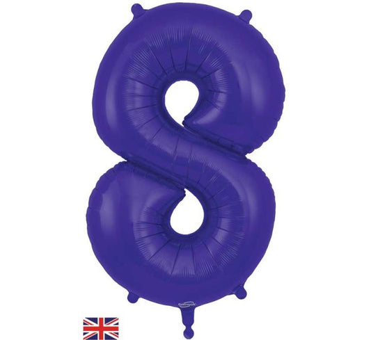 34″ Purple Foil Number 8 Helium Balloon