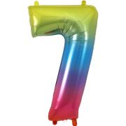 34″ Rainbow Foil Number 7 Helium Balloon