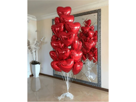 Heart Shape Foil Balloons Bouquet