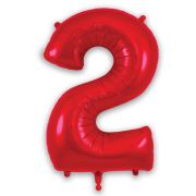 34″ RED Foil Number 2 Helium Balloon