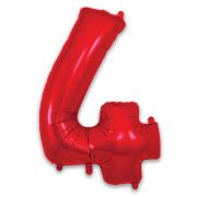 34″ RED Foil Number 4 Helium Balloon