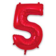 34″ RED Foil Number 5 Helium Balloon