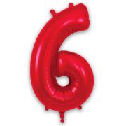 34″ RED Foil Number 6 Helium Balloon
