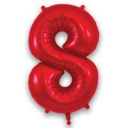 34″ RED Foil Number 8 Helium Balloon