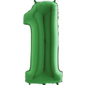 34″ Green Foil Number 1 Helium Balloon