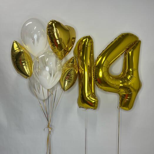 Foil Number and Latex Balloons with Bouquet