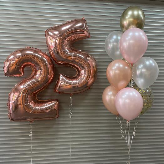 25 Number Foil with Latex Balloons Bouquet