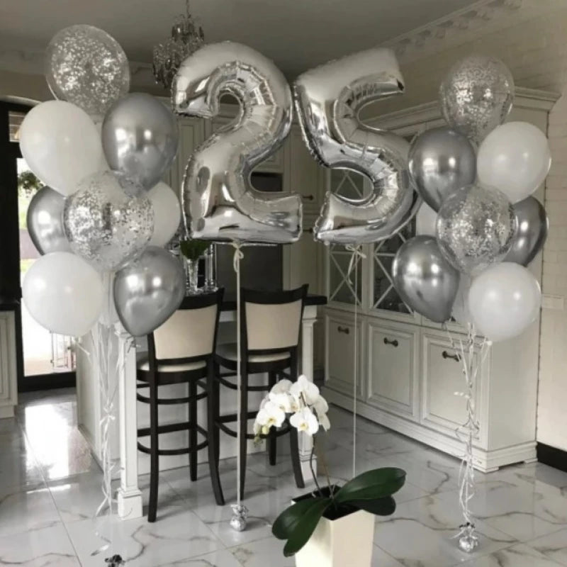 25 NUMBER FOIL AND 2 * LATEX BALLOONS BOUQUET.