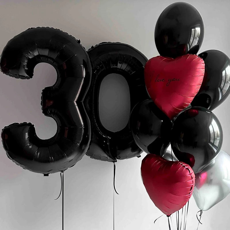 30 Number Foil Balloon with Latex Balloons Bouquet