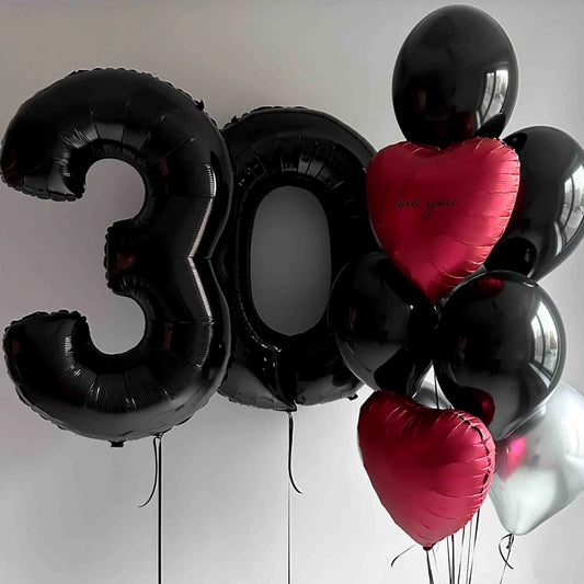 30 Number Foil Balloon with Latex Balloons Bouquet