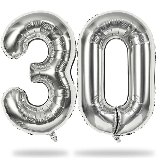 30 NUMBER FOIL BALLOON IN SILVER