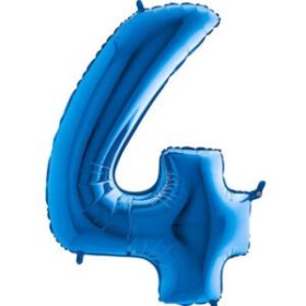 34″ Blue Foil Number 4 Helium Balloon