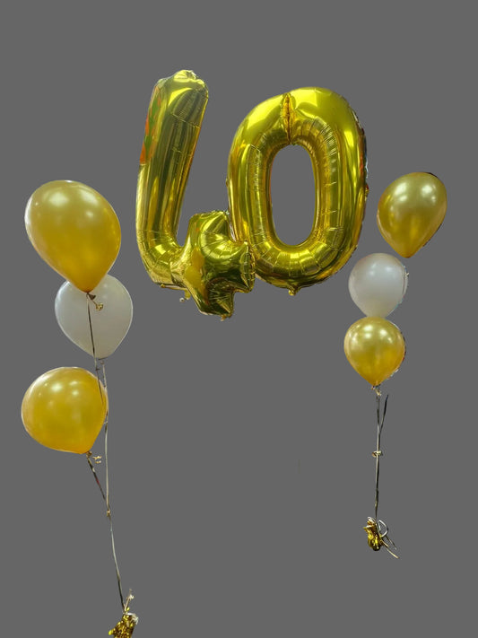 40 NUMBER FOiIL BALLOONS AND LATEX BALLOONS BOUQUET