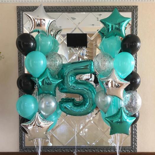Number 5 Foil Balloon With Balloon Bouquets