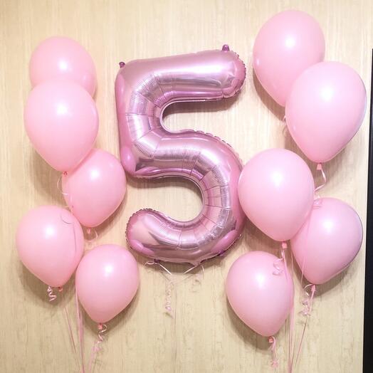 Pink Balloon Bouquets with Foil Number
