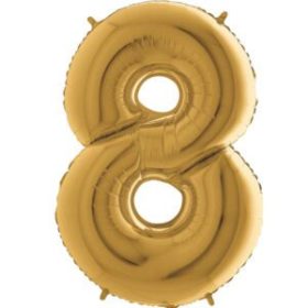 34″ Gold Foil Number 8 Helium Balloon