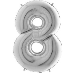 34″ Silver Foil Number 8 Helium Balloon