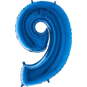 34″ Blue Foil Number 9 Helium Balloon