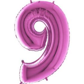 34″ Pink Foil Number 9 Helium Balloon