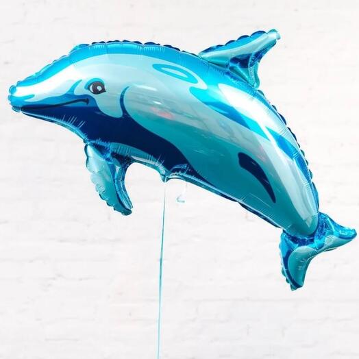 Blue dolphin-shaped balloon 
