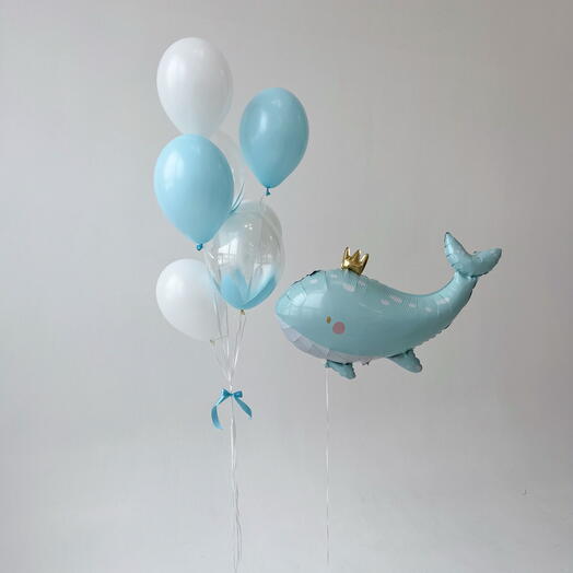 SHARK FOIL BALLOON WITH LATEX BALLOONS CLUSTER