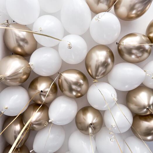 Ceiling Balloons with white and chrome gold  latex balloons