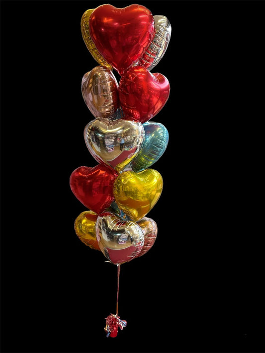 Colorful heart-shaped balloons