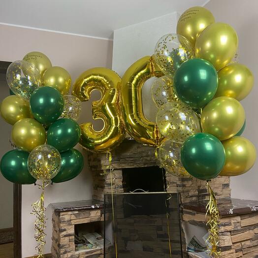 Number 30 Foil with Latex Balloons Bouquets