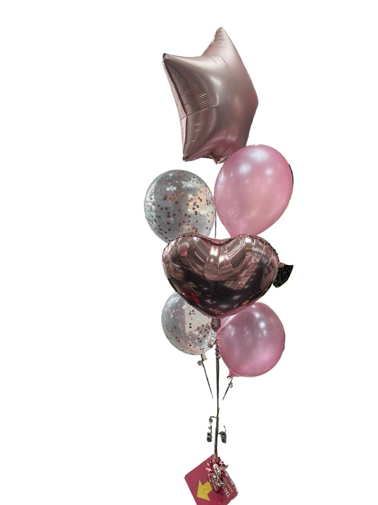 Star and Foil Balloons Bouquet with Confetti