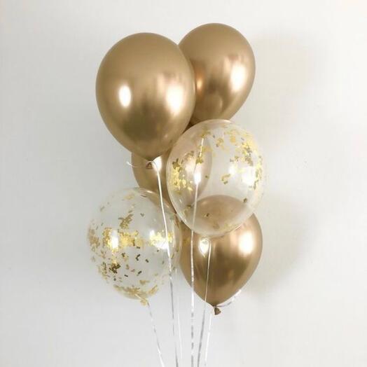 Chrome Gold and Clear with Confetti Latex Balloons bouquet