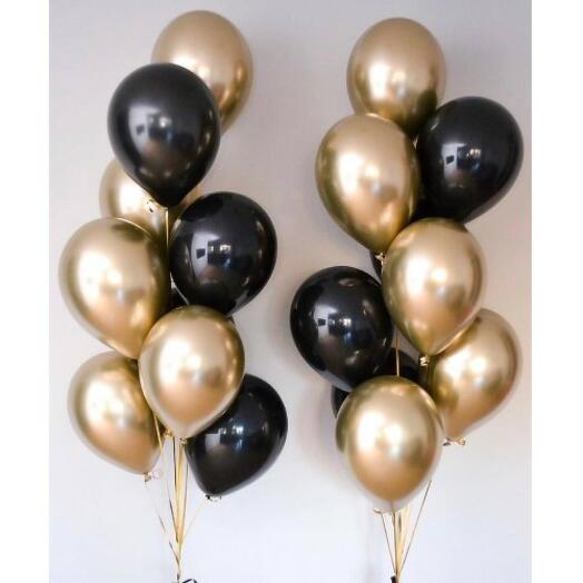 Gold and Black Latex Balloons Bouquet