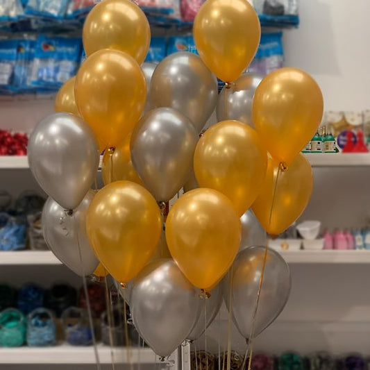 Gold and Silver latex Balloons Bunch