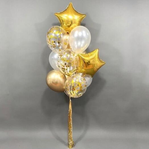 Gold Star with Latex Balloons Bouquet
