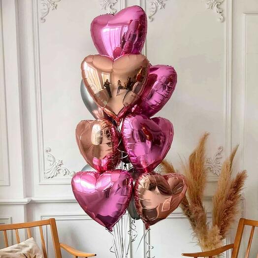 Heart Shape Foil Balloon Bouquet