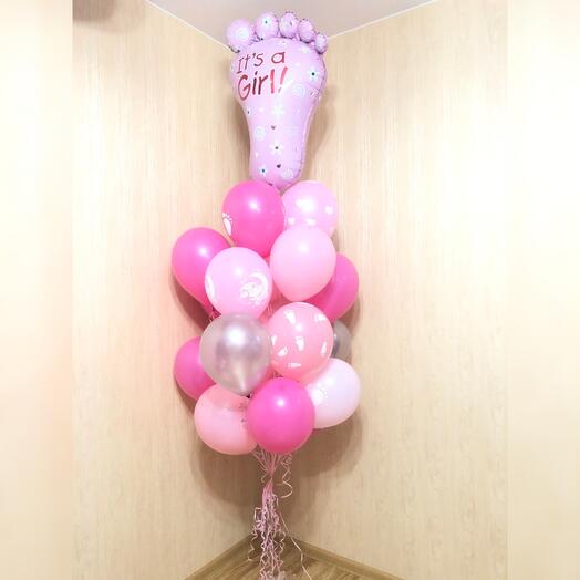 Its a Girl foil balloon with pink latex balloon bouquet
