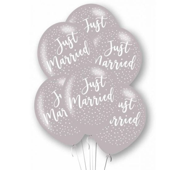 Just Married Latex Balloons 12'' without Helium (Pack of 6)