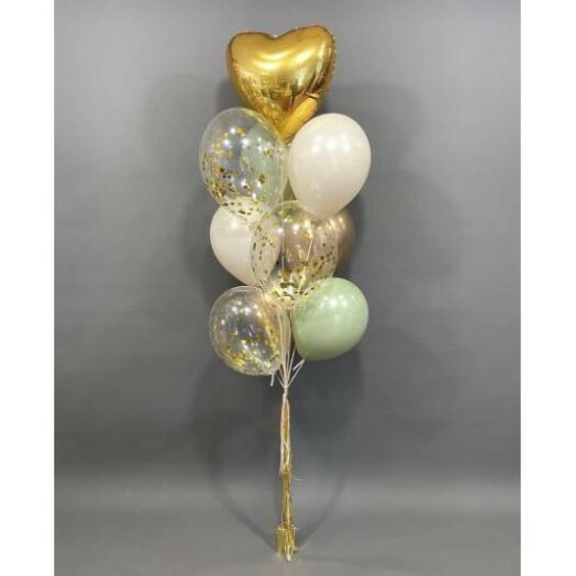 Gold Heart Foil with Latex Balloons Bouquet