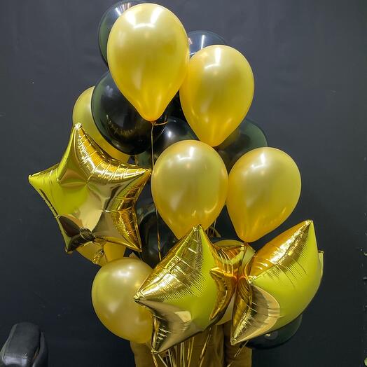 Gold Star Foil and Latex Balloons Bouquet