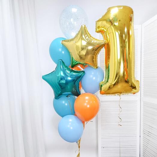 Number 01 Foil Balloon with Latex Balloons Bouquet
