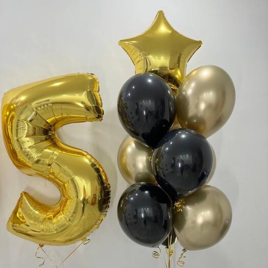 Number 05 Foil with Latex Balloons Bouquet