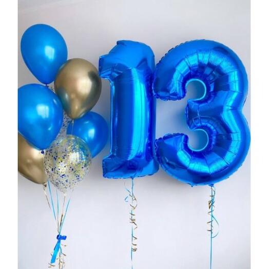 Number 1 & 3 Foil Balloons with Latex Balloons Bouquet