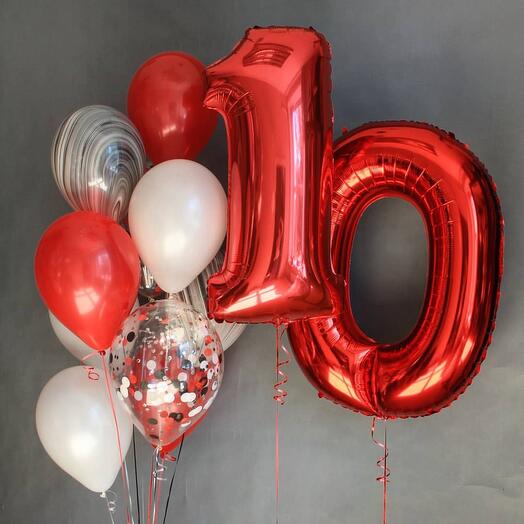 Number 10 Foil Balloons with Latex Balloons Bouquet