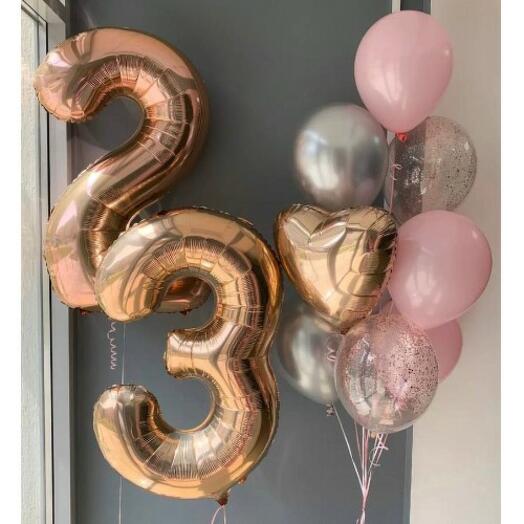 Number 2 & 3 Foil Balloon with latex balloons bouquet