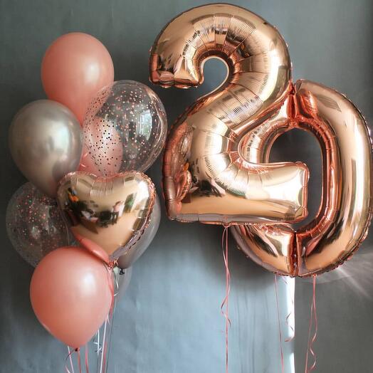 Number 20 Foil Balloon with Latex Balloons Bouquet