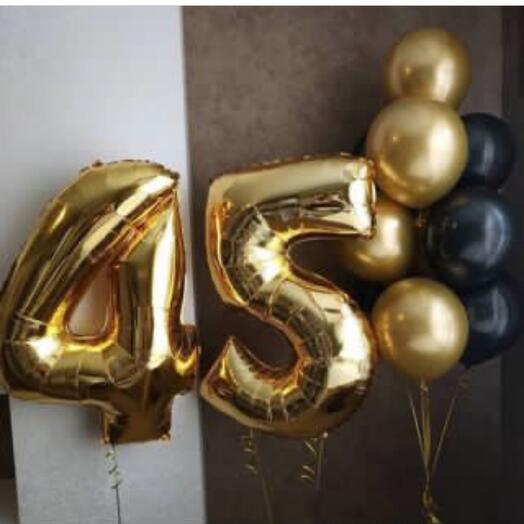 Number 45 Foil and Latex Balloons Bouquet