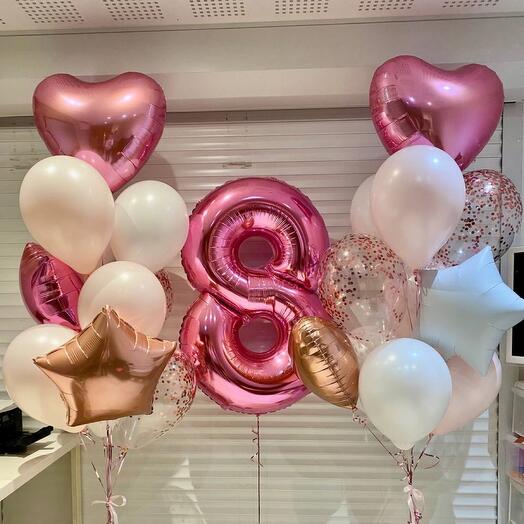 Number 8  Foil with Latex Balloons Bouquet